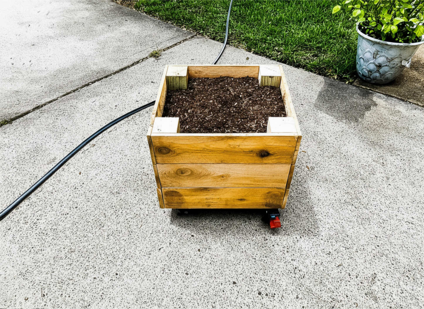 Handmade Cedar Planter Box on Wheels